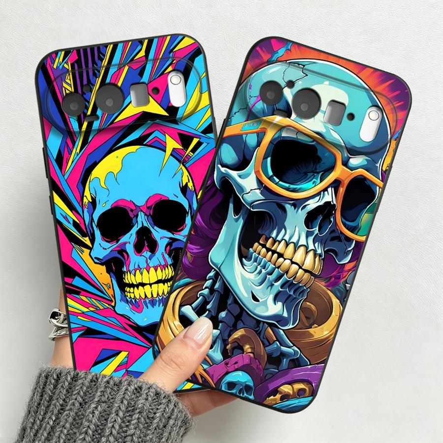 Google Pixel 9 Pro - Neon Pop Art Skull Case voor